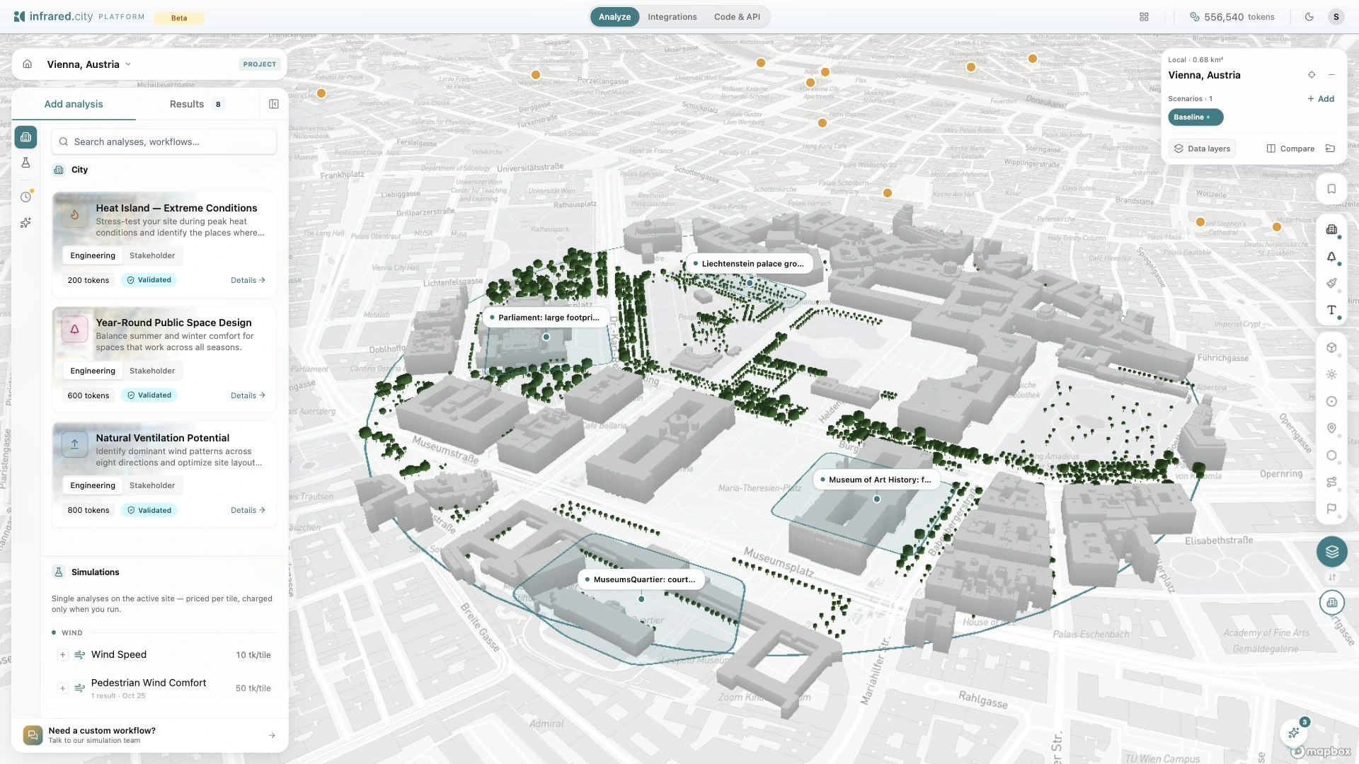 The current analysis catalogue with heat, year-round public space and natural ventilation workflows