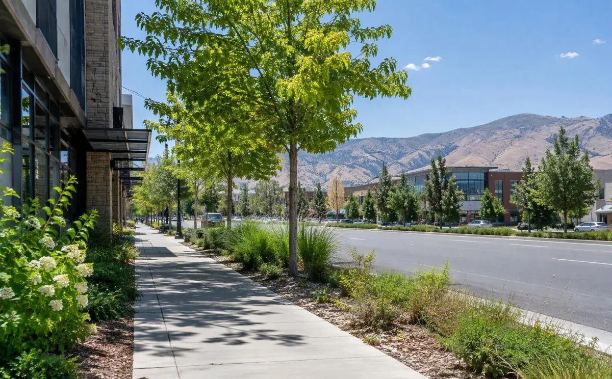 Aerial view of urban streets and public spaces in Washoe County